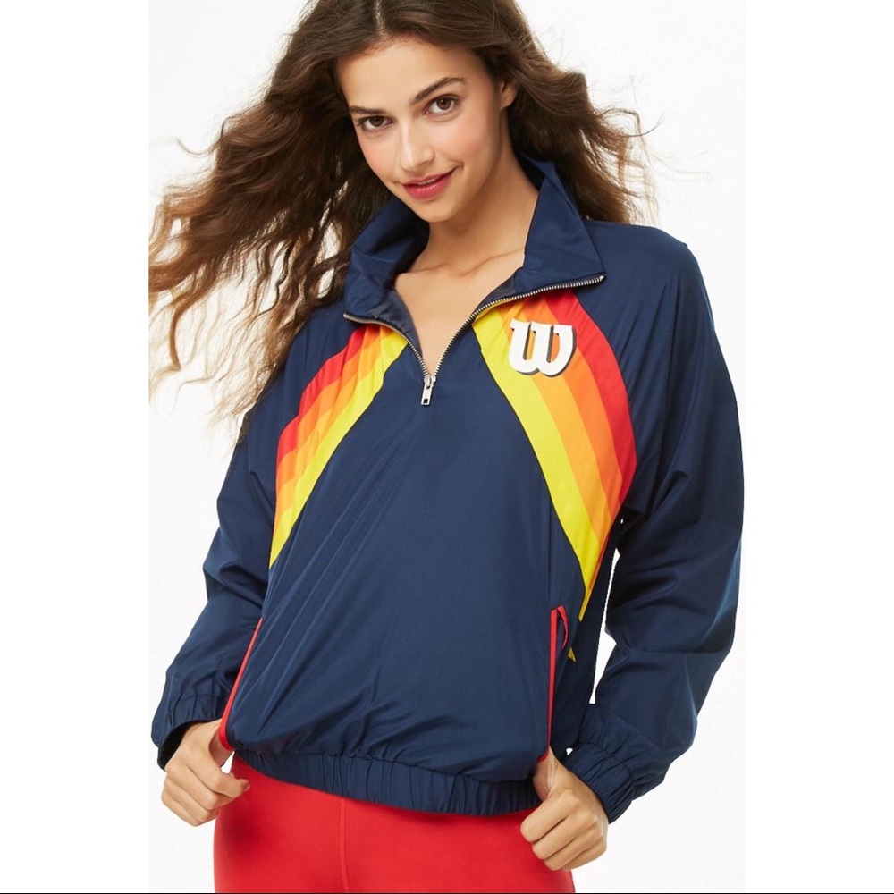 Forever 21 Wilson Quarter Zip Windbreaker
